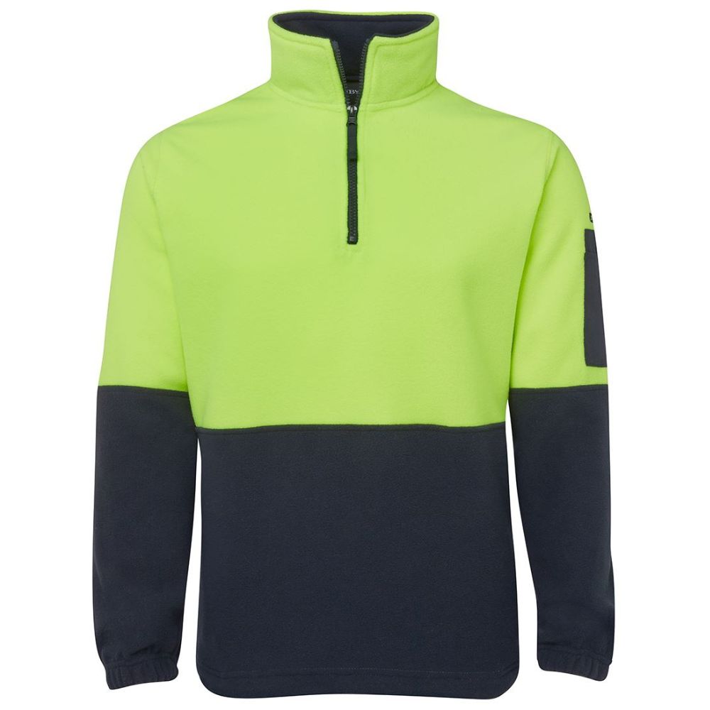 Hi-Vis Half Zip Polar Fleece Sweat - Yellow/Navy