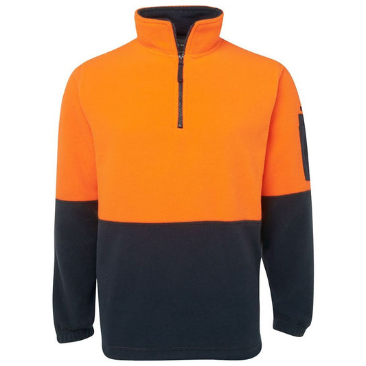 Hi-Vis Half Zip Polar Fleece Sweat - Orange/Navy